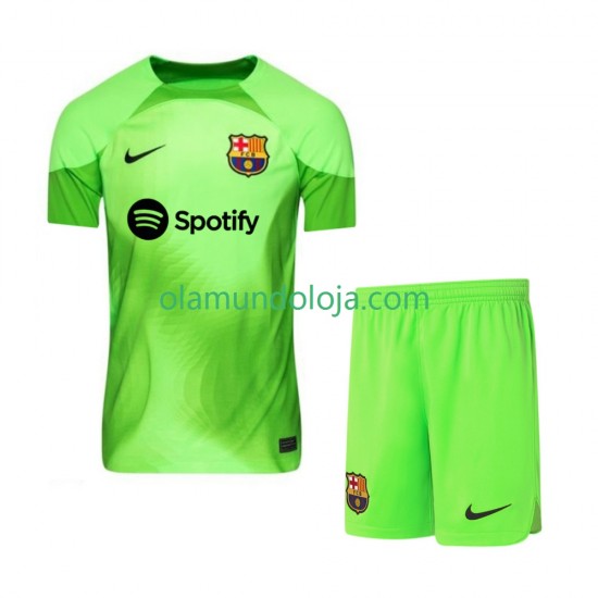 Camisola FC Barcelona Guarda-redes Criança Equipamento Primeiro 2022-2023 Manga Curta